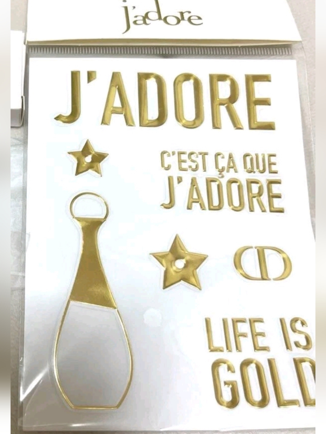 New Sealed Dior Jadore Cd Logo Star Bottle Stickers Paper In Gold New Sealed Dior Jadore Cd Logo Star Bottle Stickers Paper In Gold